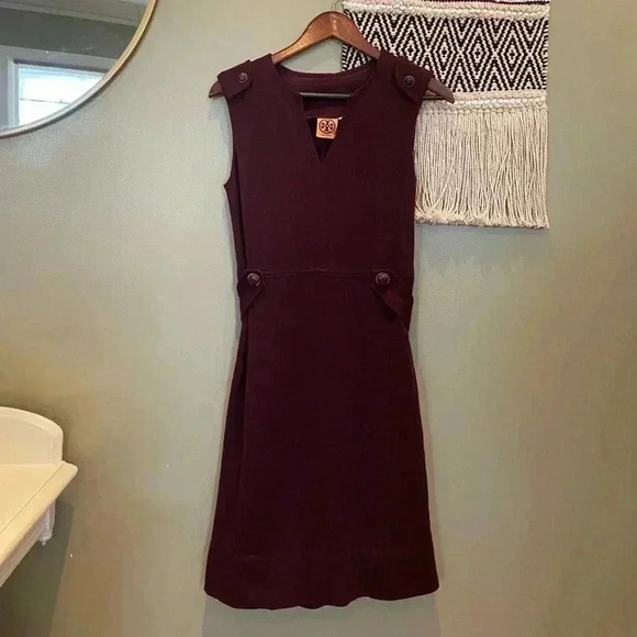 TORY BURCH BURGUNDY DRESS S - Picture 2 of 10